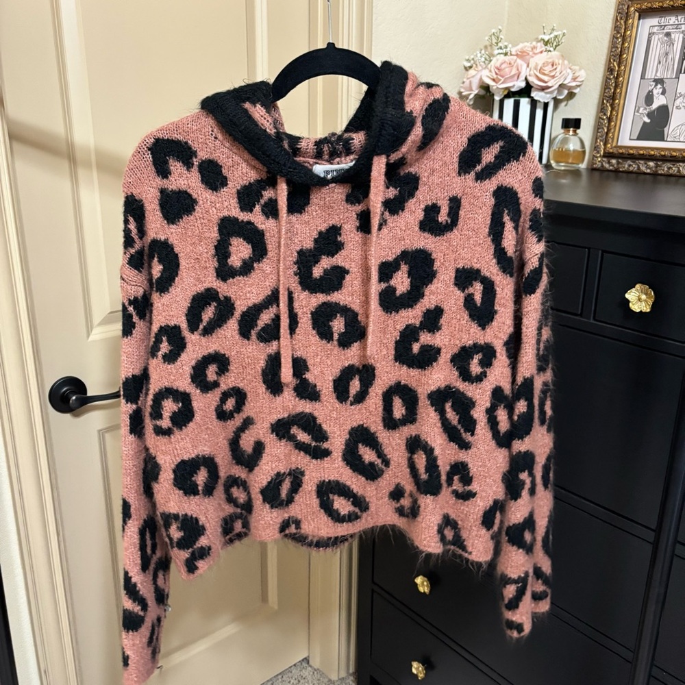 PINK Victoria’s Secret Leopard Print Burnt Orange and Black Drawstring Hoodie